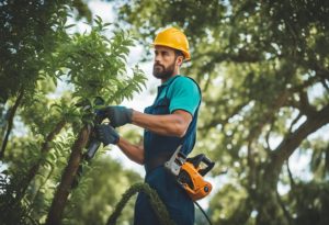 tampa tree service worker on tree